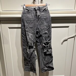 PacSun Black and Gray Distressed Jeans in 90s Boyfriend Size 22